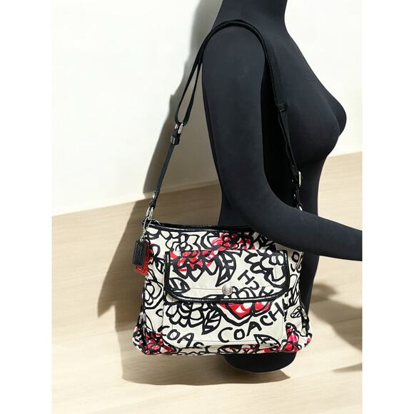 Y2K Coach F16864 Poppy Daisy Floral Graffiti Crossbody Bag & Wristlet - Picture 10 of 16